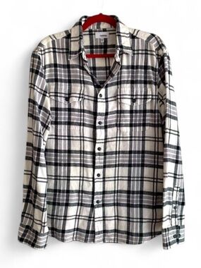 Sonoma Men's 100% Cotton Black and White Plaid Flannel Shirt Size M